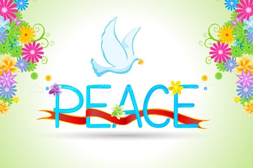 Peace Message Card with Floral Background